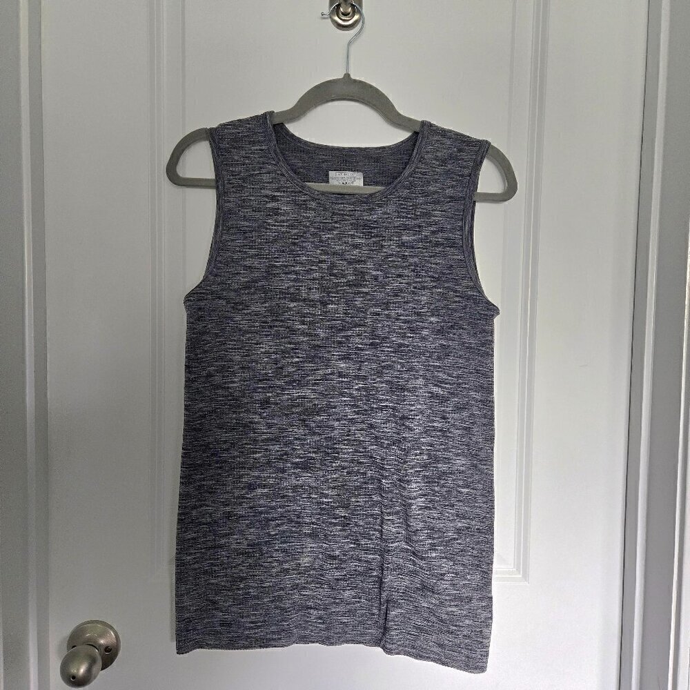 Athleta Ribbed Sleeveless Workout Top - L Heather Grey/Black